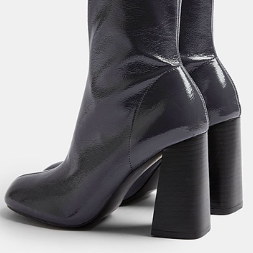 New Topshop Grey Patent Leather Ankle Boots - Picture 4 of 13